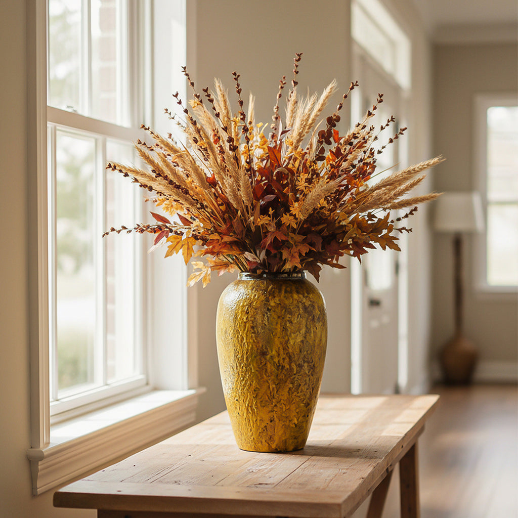 SOGA 30x19cm Yellow Medium Ceramic Flower Vase Elegant Living Room Home Decor
