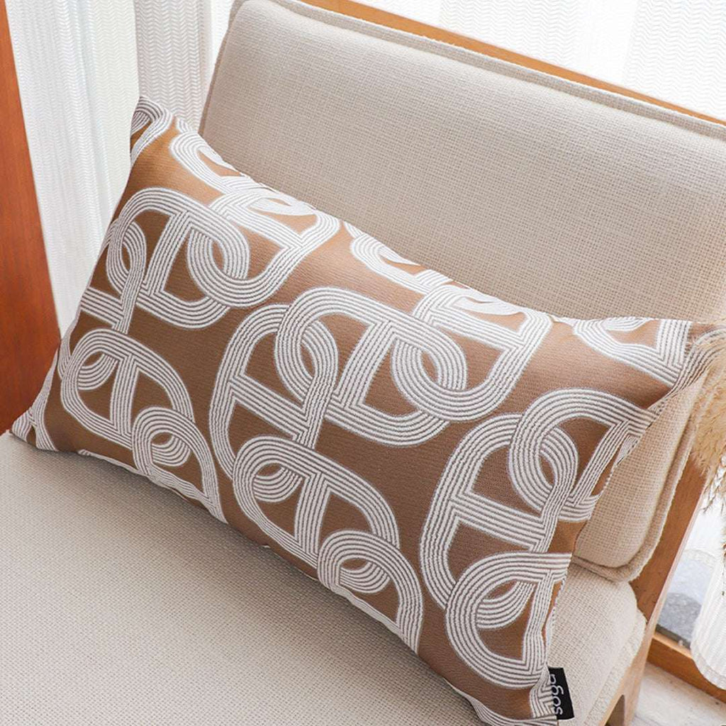 SOGA 2X 35cm Artistic Camel Brown White Geometric Pattern Throw Pillow $ 142