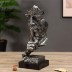 SOGA 31cm Resin Shush Statue – Abstract Silent Face Table Sculpture