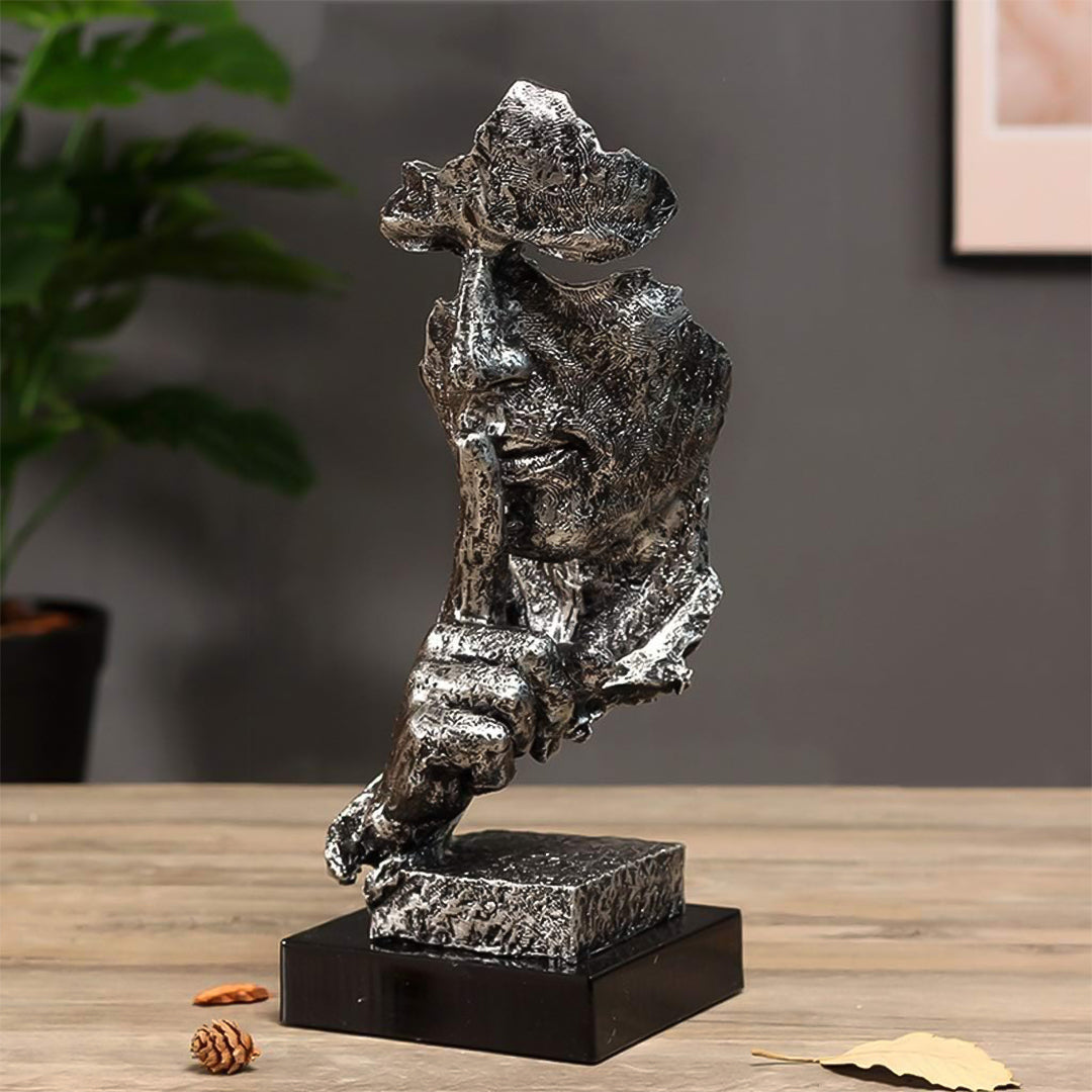 SOGA 31cm Resin Shush Statue – Abstract Silent Face Table Sculpture