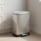 SOGA 2X Foot Pedal Stainless Steel Rubbish Recycling Garbage Waste Trash Bin Rectangular Shape 12L Silver