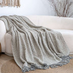SOGA 2X Soft Light Beige Tassel Throw Blanket 160x200cm Soft Polyester $ 155