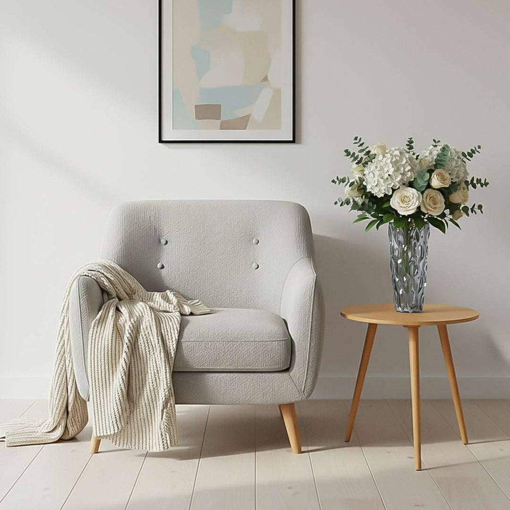 SOGA Home & Living Bundle – Walnut Side Coffee Table & Grey Glass Vase for Modern Home Decor $ 123