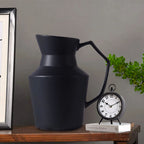 SOGA 2X 23.5x19.5cm Ornament Black Modern Vase Pitcher with Angular Handle Sleek Minimalist for Home Decor
