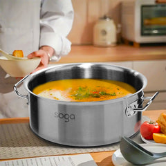 SOGA Stock Pot 9L 23L Top Grade Thick Stainless Steel Stockpot 18/10