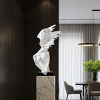 SOGA 86cm White Sculpture – Minimalist Winged Resin Decor for Modern Interiors