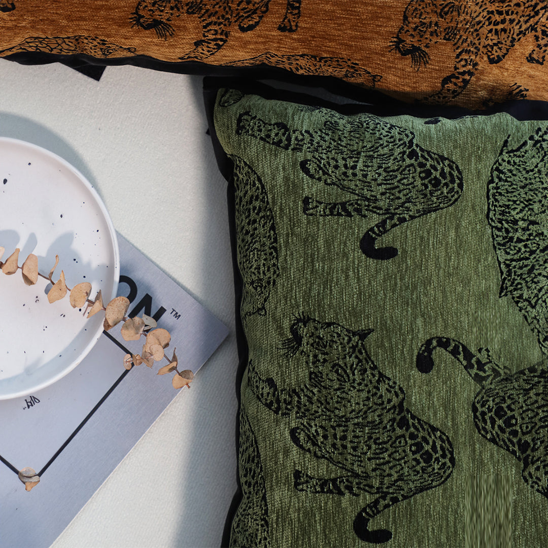 SOGA 2X 30cm Throw Pillow Green Leopard Lumbar Decorative Cushion for Living Room Home Decor