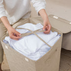 SOGA 2X Beige Medium Collapsible Laundry Hamper Storage Box Foldable Canvas Basket Home Organiser Decor