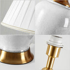 SOGA 4X Ceramic Oval Table Lamp with Gold Metal Base Desk Lamp White