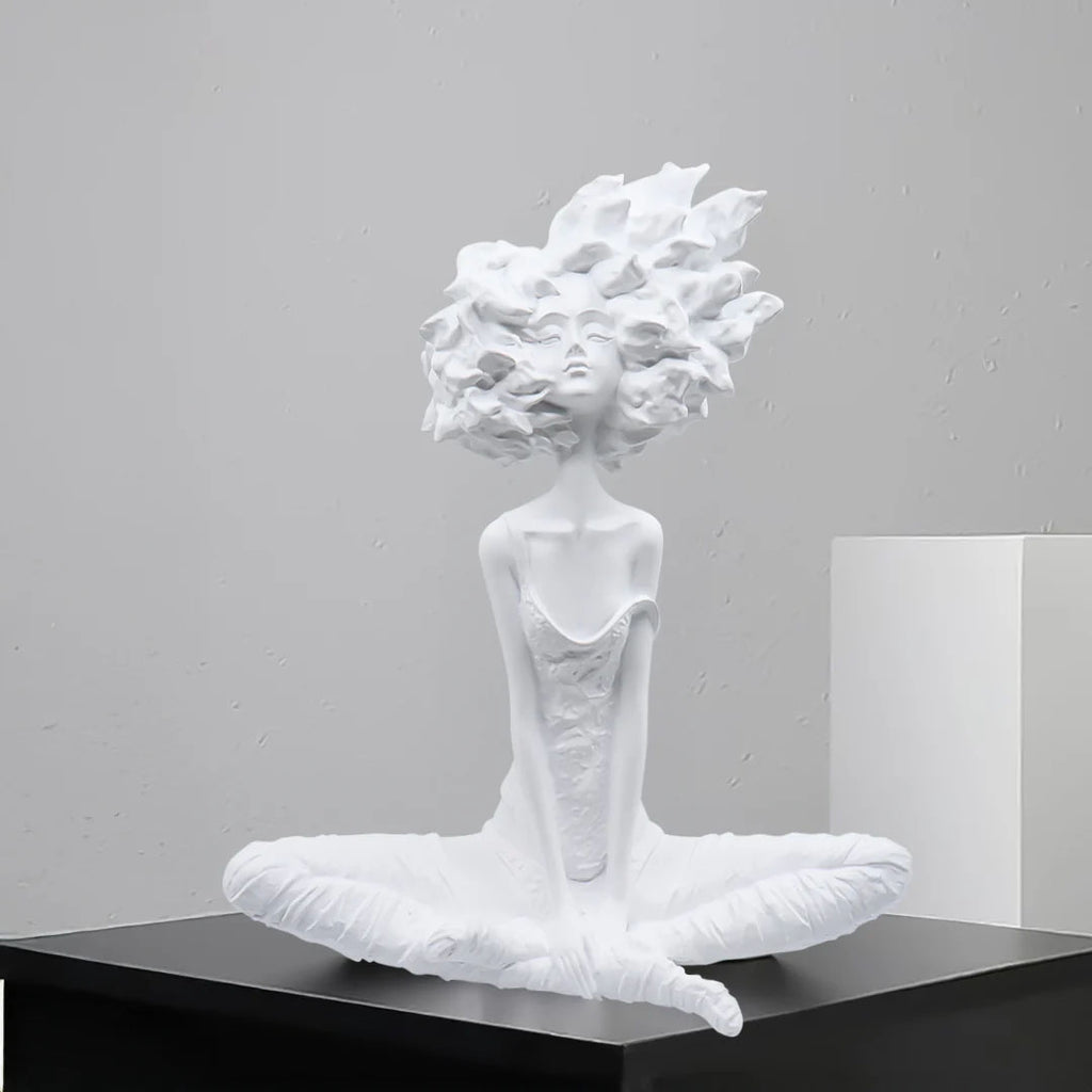 SOGA 59cm White Resin Sculpture – Calm Yoga Woman Decor Piece