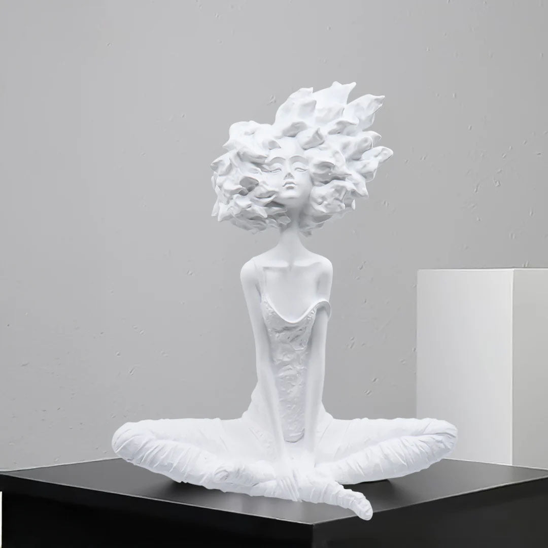 SOGA 59cm White Resin Sculpture – Calm Yoga Woman Decor Piece