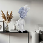 SOGA 86cm White Blue Winged Sculpture – Home Decor