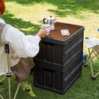 SOGA 2X 52.5x35.5cm 55L Black Car & Camping Foldable Storage Box Crate Stackable Container No Handle