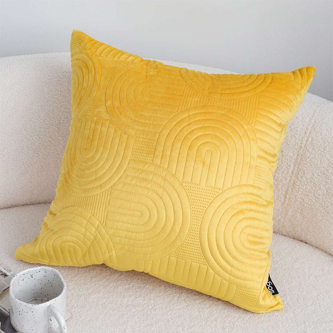SOGA 2X 50cm Yellow Textured Geometric Pattern Decorative Throw Pillow $ 119