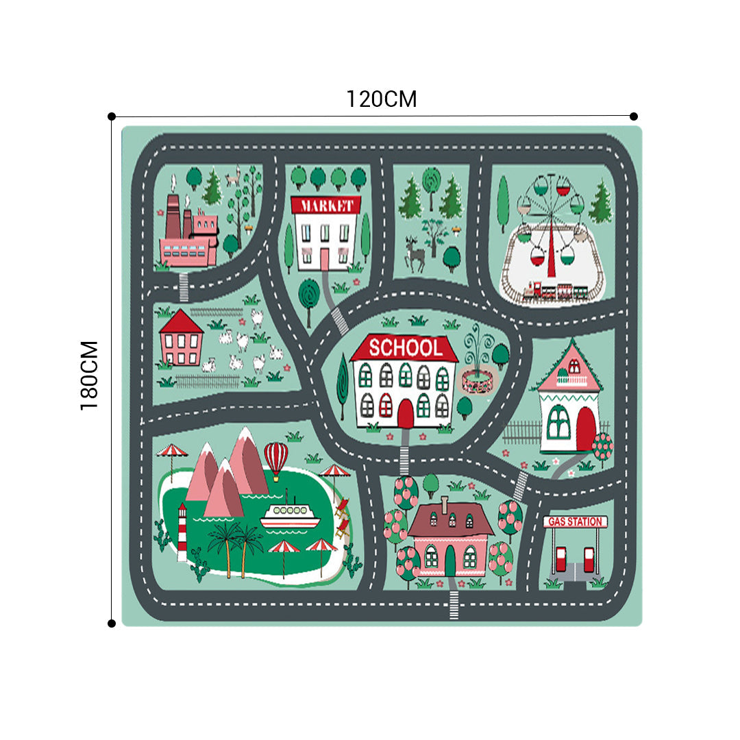 SOGA 2X 120cm Kids Rug Street Map Play Mat Educational Baby Theme Park Area Rugs