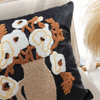 SOGA 2X 45cm Black Brown White Floral Bouquet Embroidered Throw Pillow $ 0