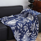 SOGA 2X Deep Blue Cat Floral Print Throw Blanket 160x200cm Polyester $ 237