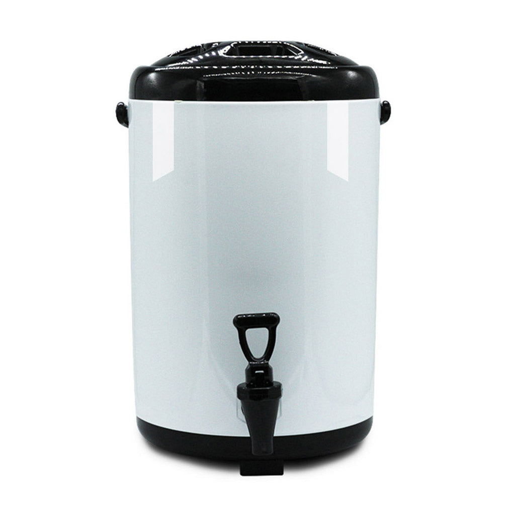 SOGA 8X 8L Stainless Steel Insulated Milk Tea Barrel Hot and Cold Beverage Dispenser Container with Faucet White