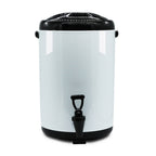 SOGA 8X 8L Stainless Steel Insulated Milk Tea Barrel Hot and Cold Beverage Dispenser Container with Faucet White