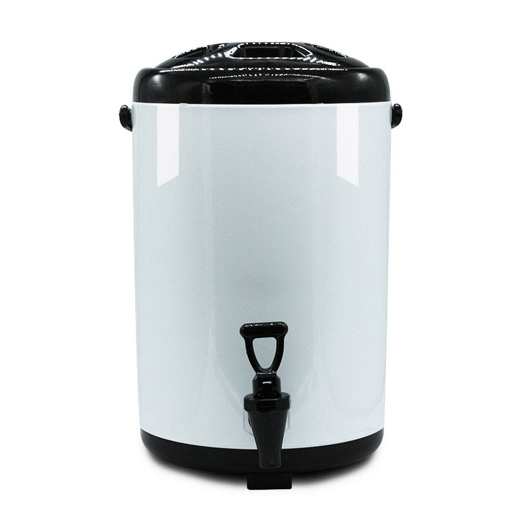 SOGA 8X 8L Stainless Steel Insulated Milk Tea Barrel Hot and Cold Beverage Dispenser Container with Faucet White
