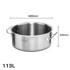 SOGA Stock Pot 113L Top Grade Thick Stainless Steel Stockpot 18/10 Without Lid