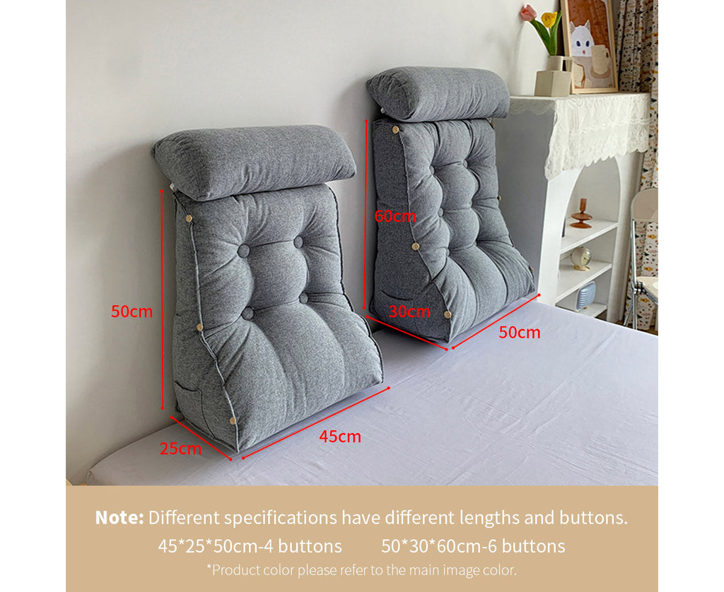 SOGA 2X 45cm Grey Triangular Wedge Lumbar Pillow Headboard Backrest Sofa Bed Cushion Home Decor