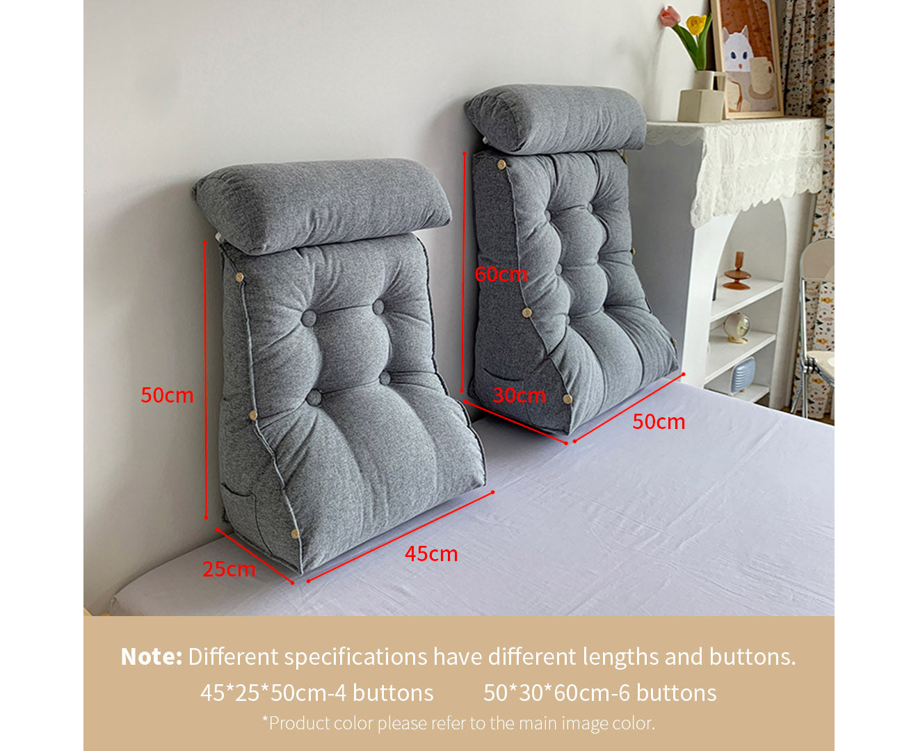 SOGA 2X 45cm Grey Triangular Wedge Lumbar Pillow Headboard Backrest Sofa Bed Cushion Home Decor