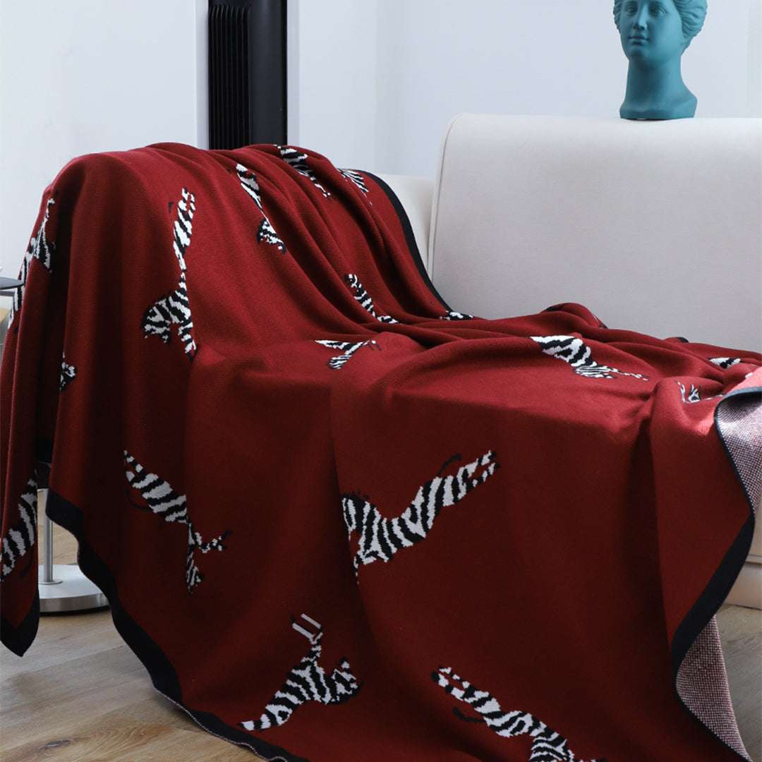 SOGA 2X Wine red Zebra Print Throw Blanket 130x180cm Acrylic $ 189