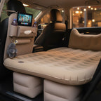 SOGA Car Bundle E – White Back Seat Storage Organizer & Beige Honeycomb Inflatable Mattress