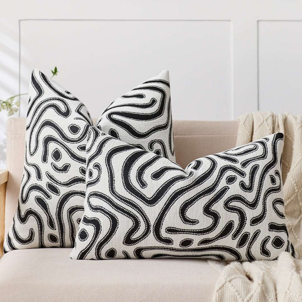 SOGA 2X 30cm Black White Abstract Swirl Pattern Decorative Throw Pillow $ 140