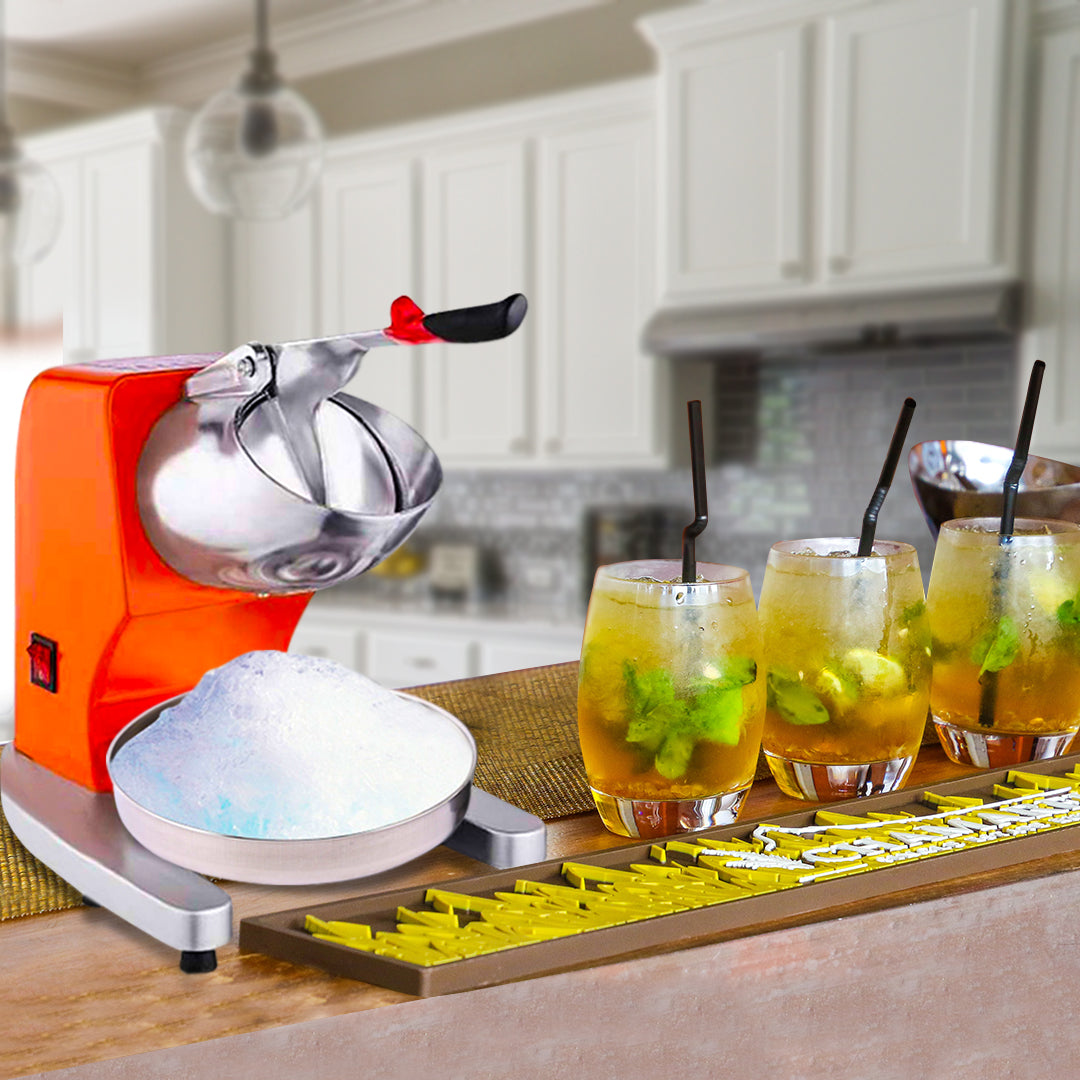 SOGA Ice Shaver Electric Stainless Steel Ice Crusher Slicer Machine Commercial Orange