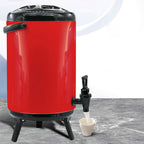 SOGA 8X 10L Stainless Steel Insulated Milk Tea Barrel Hot and Cold Beverage Dispenser Container with Faucet Red
