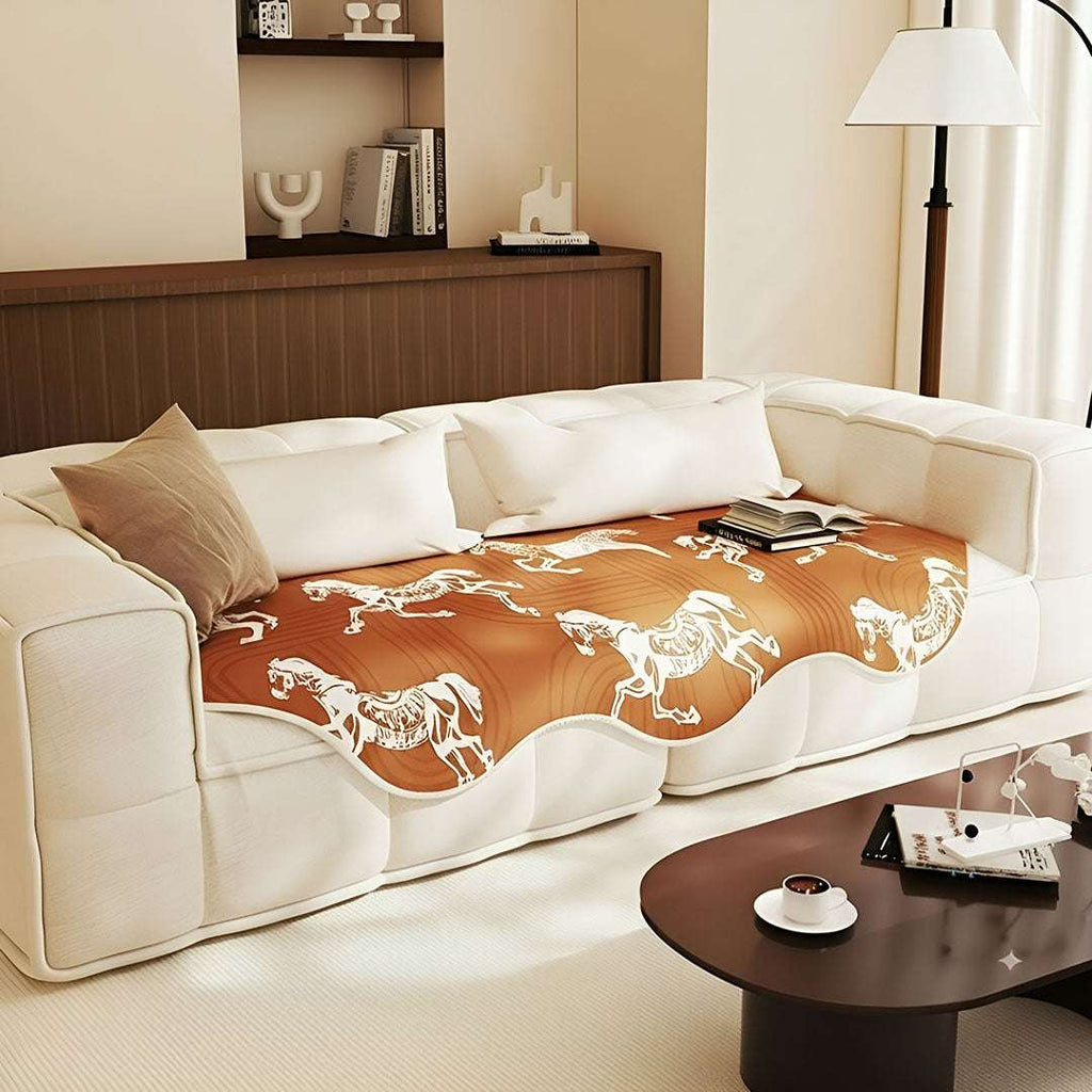 SOGA Four-Seater Orange Horse Print 90x260cm Throw Blanket Sofa Cover $ 144