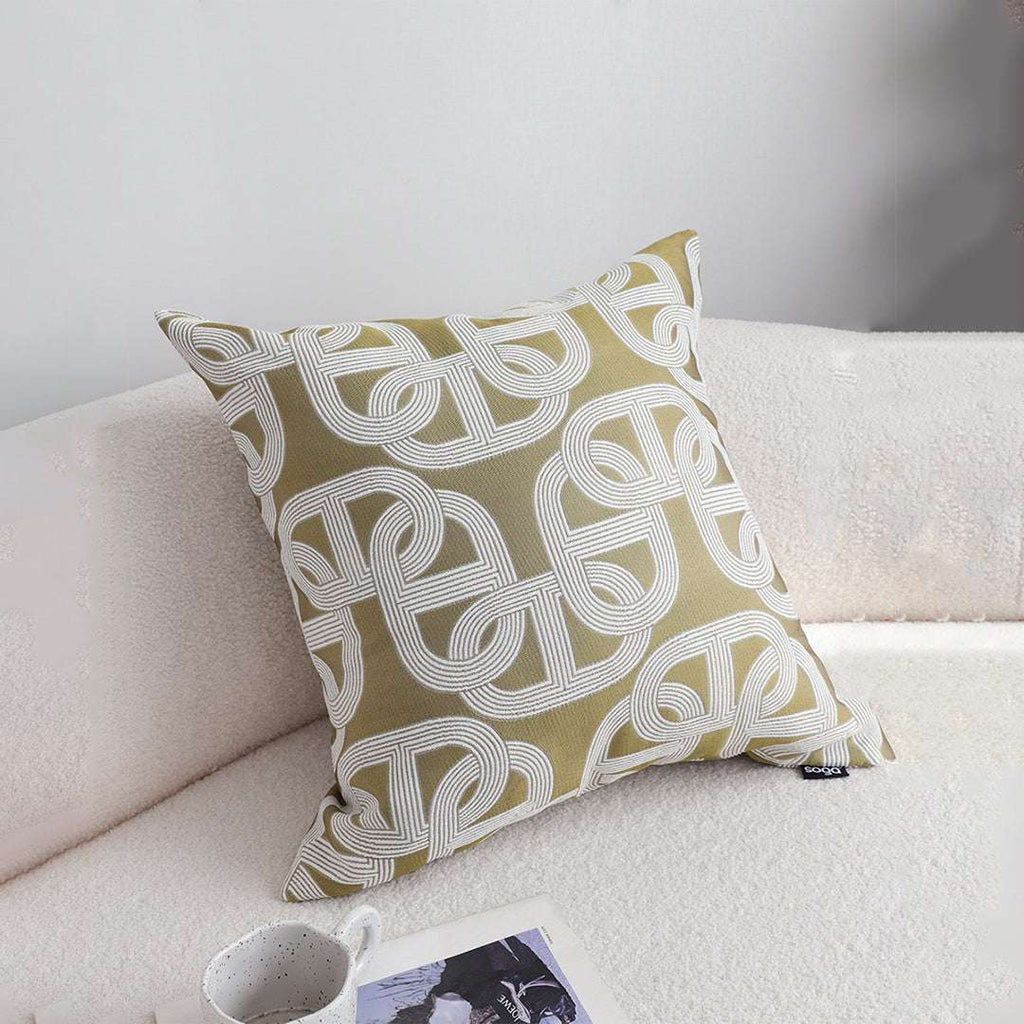 SOGA 2X 50cm Artistic Olive Green White Geometric Pattern Throw Pillow $ 142