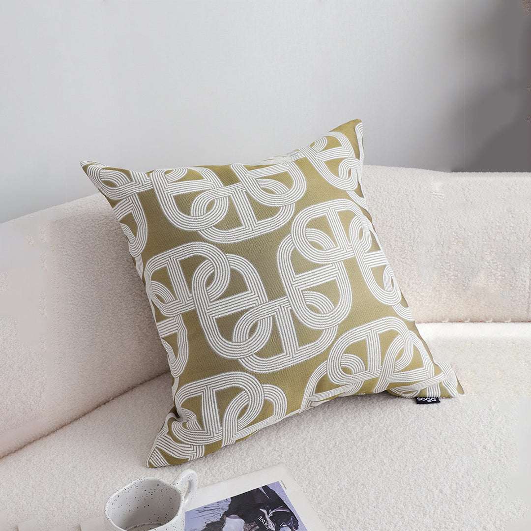 SOGA 2X 50cm Artistic Olive Green White Geometric Pattern Throw Pillow $ 142