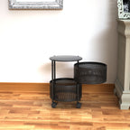 SOGA 2 Tier Steel Round Rotating Kitchen Cart Multi-Functional Shelves Storage Organizer with Wheels