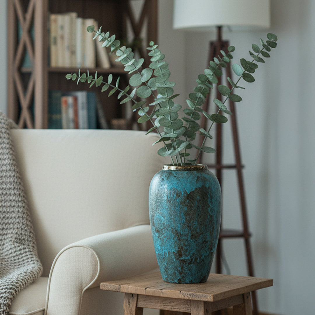 SOGA 30x19cm Light Blue Medium Ceramic Flower Vase Elegant Living Room Home Decor
