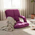 SOGA Foldable Lounge Cushion Adjustable Floor Lazy Recliner Chair with Armrest Magenta