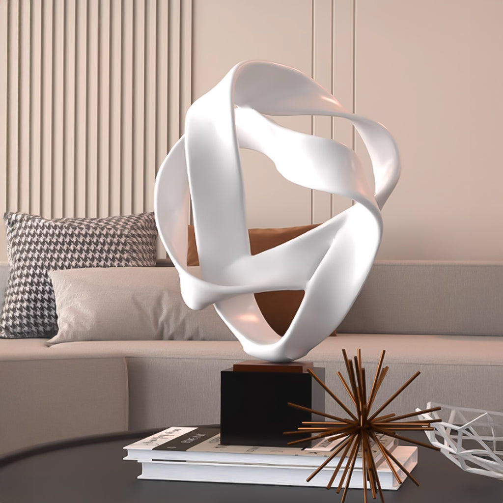 SOGA 41cm White Loop Sculpture – Home Decor
