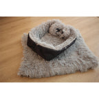 SOGA 2X Black Dual-purpose Cushion Nest Cat Dog Bed Warm Plush Kennel Mat Pet Home Travel Essentials