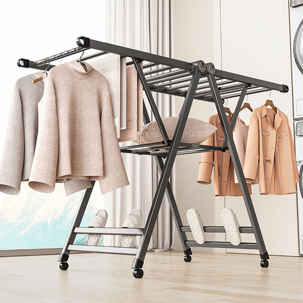 SOGA 1.4m Portable Wing Shape Clothes Drying Rack Foldable Space-Saving Laundry Holder