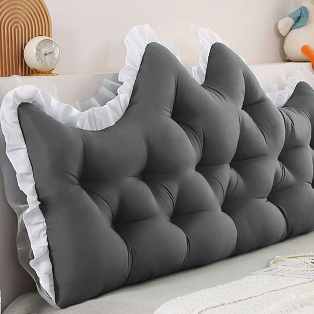 SOGA 2x120cm Crown Pillows Tufted Charcoal Headboard Cushion Set