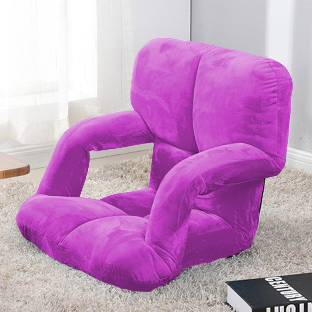 SOGA 2X Foldable Lounge Cushion Adjustable Floor Lazy Recliner Chair with Armrest Purple
