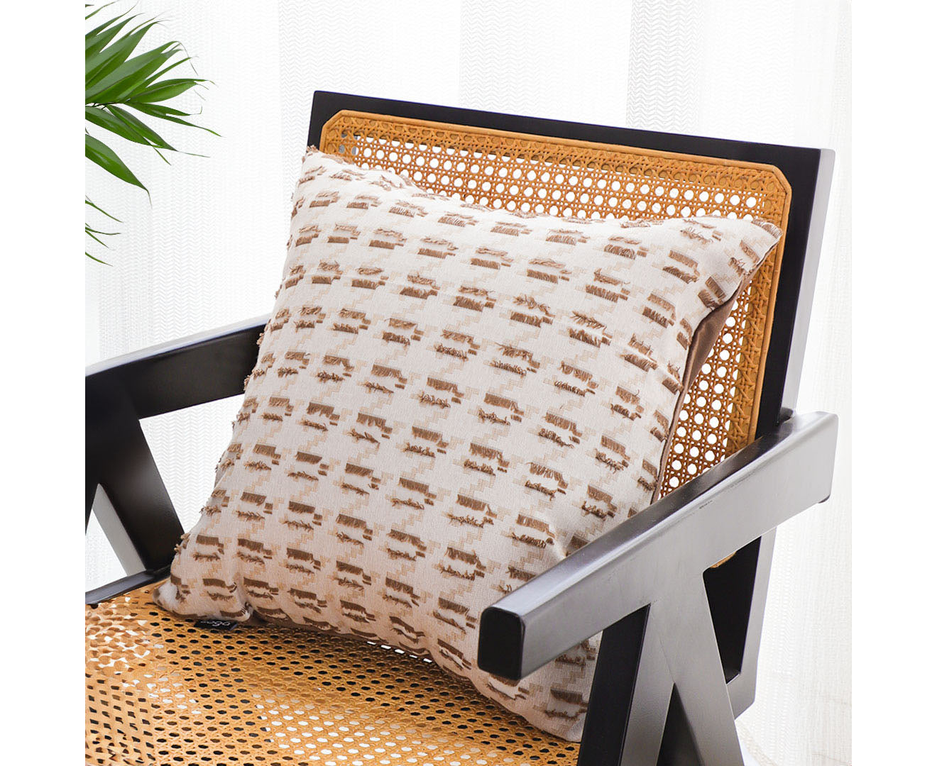 SOGA 50cm Square Modern Decorative Embroidered Geometric Throw Pillow