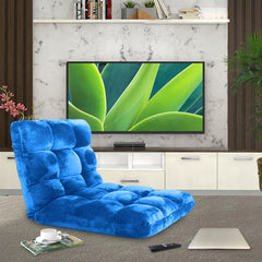SOGA Floor Recliner Folding Lounge Sofa Futon Couch Folding Chair Cushion Blue x2