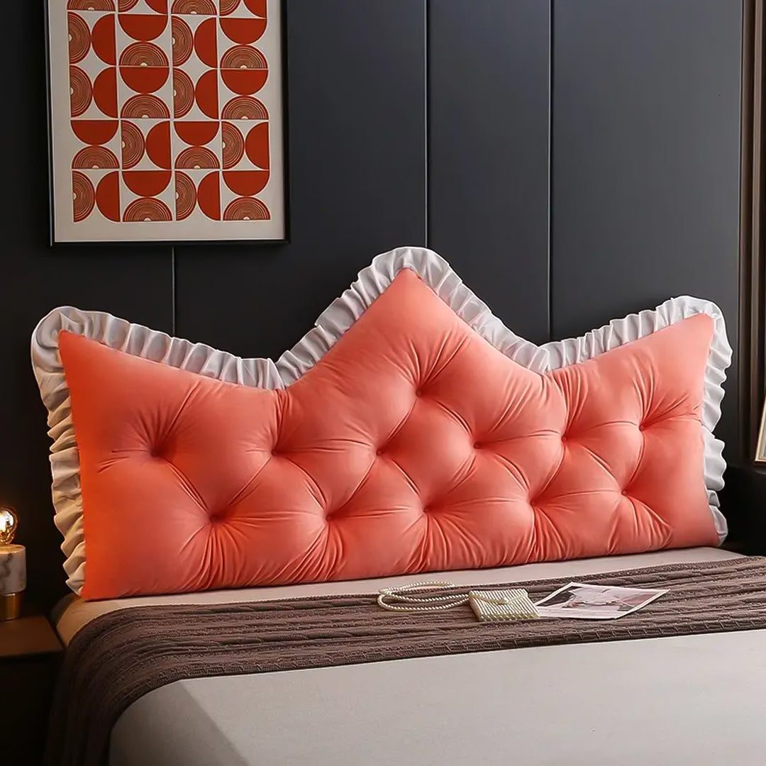 SOGA 2x90cm Crown Pillows Tufted Pink Headboard Cushion Set