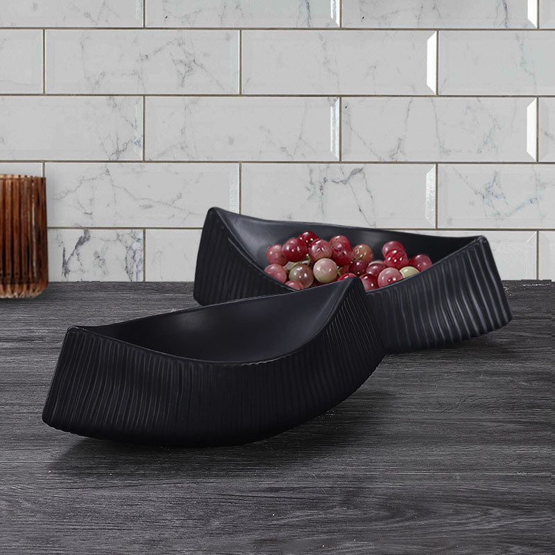 SOGA 37x12.5cm Ornament boat shaped plate ceramic food decoration Serving Tray For Kitchenware