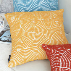 SOGA 50cm Mustard Yellow Throw Pillow Geometric Indoor and Outdoor Corded for Home Decor