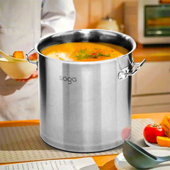 SOGA Stock Pot 25L Top Grade Thick Stainless Steel Stockpot 18/10 Without Lid