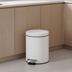 SOGA Foot Pedal Stainless Steel Rubbish Recycling Garbage Waste Trash Bin Round 12L White
